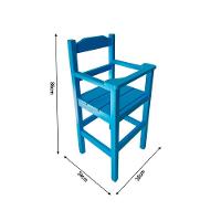 Cadeira Papinha Para Bebê Com Trava Fixa Em Madeira Maciça - Azul - Azul - 2