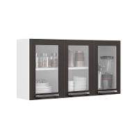 Armário Aéreo De Cozinha Grafite 3 Portas Com Vidro Florença - 1