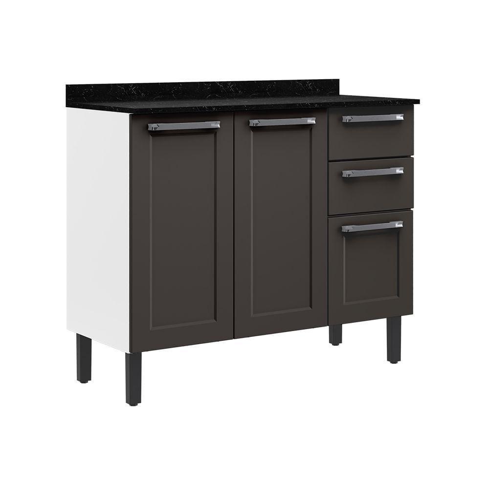 Balcão De Cozinha Itatiaia Em Aço 3 Portas 2 Gavetas Grafite Florença - 1