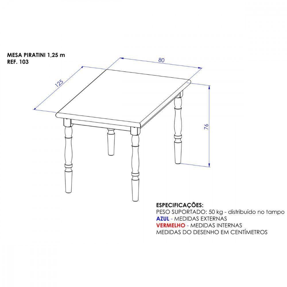 Mesa De Jantar Com 4 Cadeiras Piratini Mel Viero Mel - 5