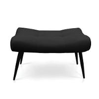 Kit 02 Puffs Sher Suede Preto Pés Palito De Ferro - D'Rossi