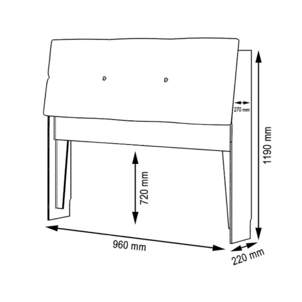 Cabeceira Estofada ísis Solteiro Branca Com Capitonê Preto - 3