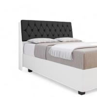 Cabeceira Estofada ísis Solteiro Branca Com Capitonê Preto - 1