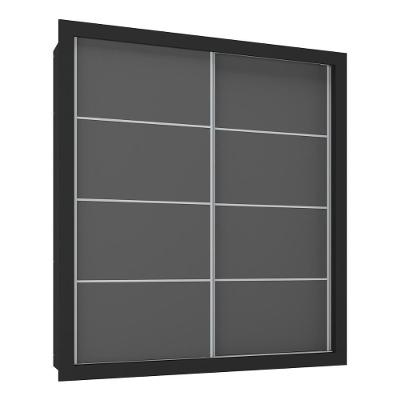 Guarda Roupa Casal Chicago 2 Portas de Correr 4 Gavetas Grafite MDP Multimóveis