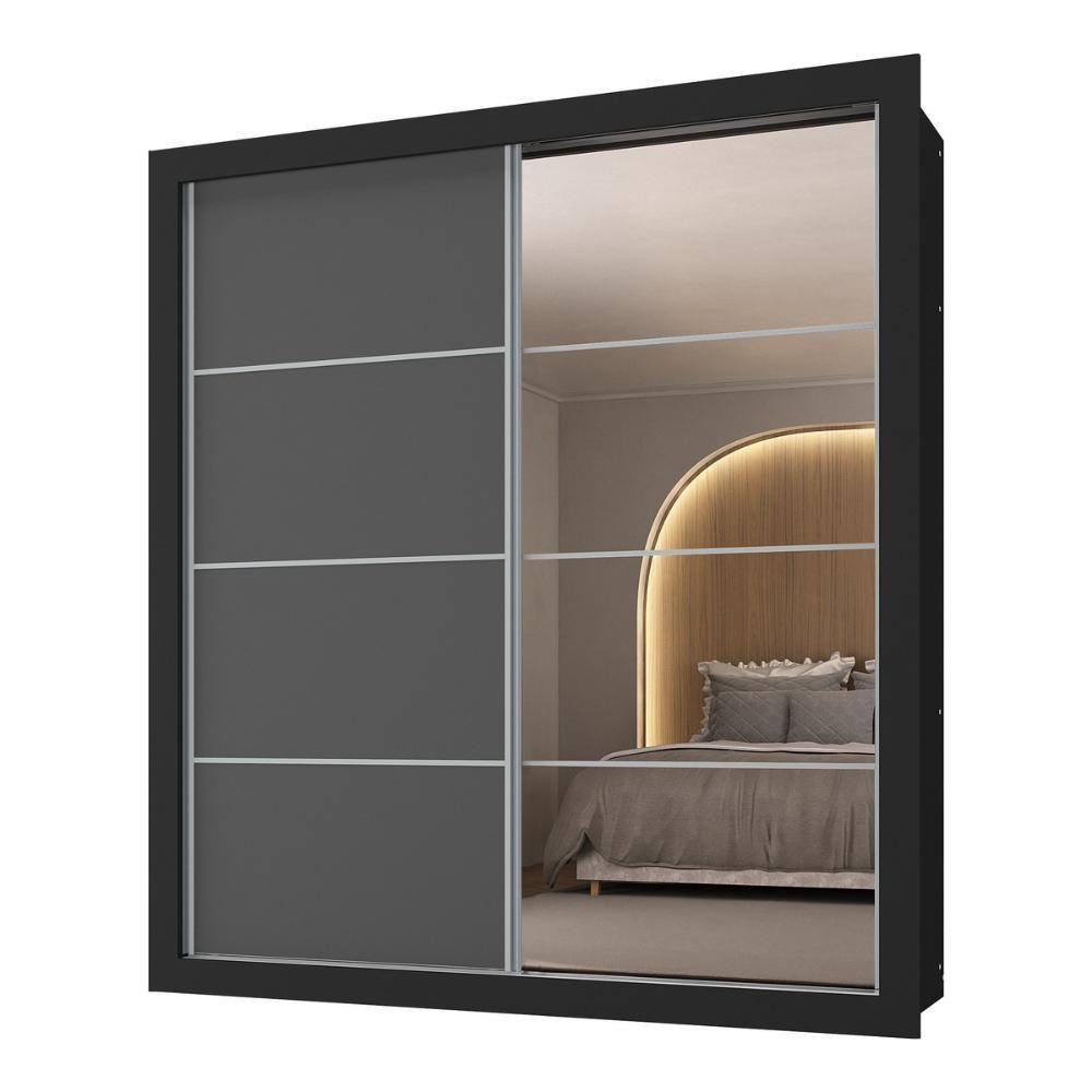 Guarda-roupas Casal Com Espelho 2 Portas De Correr 4 Gavetas Chicago Multimóveis Mp4316 Grafite Grafite - 7