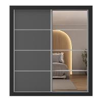 Guarda-roupas Casal Com Espelho 2 Portas De Correr 4 Gavetas Chicago Multimóveis Mp4316 Grafite Grafite - 2