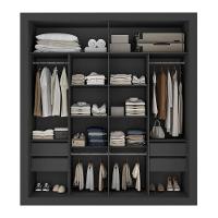 Guarda-roupas Casal Com Espelho 2 Portas De Correr 4 Gavetas Chicago Multimóveis Mp4316 Grafite Grafite