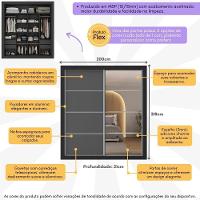 Guarda-roupas Casal Com Espelho 2 Portas De Correr 4 Gavetas Chicago Multimóveis Mp4316 Grafite Grafite - 6