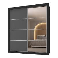 Guarda-roupas Casal Com Espelho 2 Portas De Correr 4 Gavetas Chicago Multimóveis Mp4316 Grafite Grafite - 7