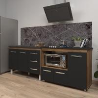 Armário Cozinha Balcão Gabinete De Pia 120 Cm Bruna E Balcão Alana Para Fogão Cooktop 4 Bocas E Forno Savana Preto - 5