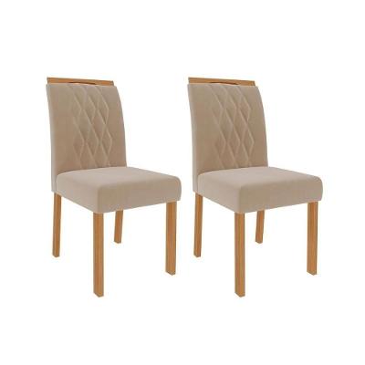 Kit 2 Cadeiras Sala Jantar Juliana Wood 4 Un Madeirado/suede Nude Bege - Cimol