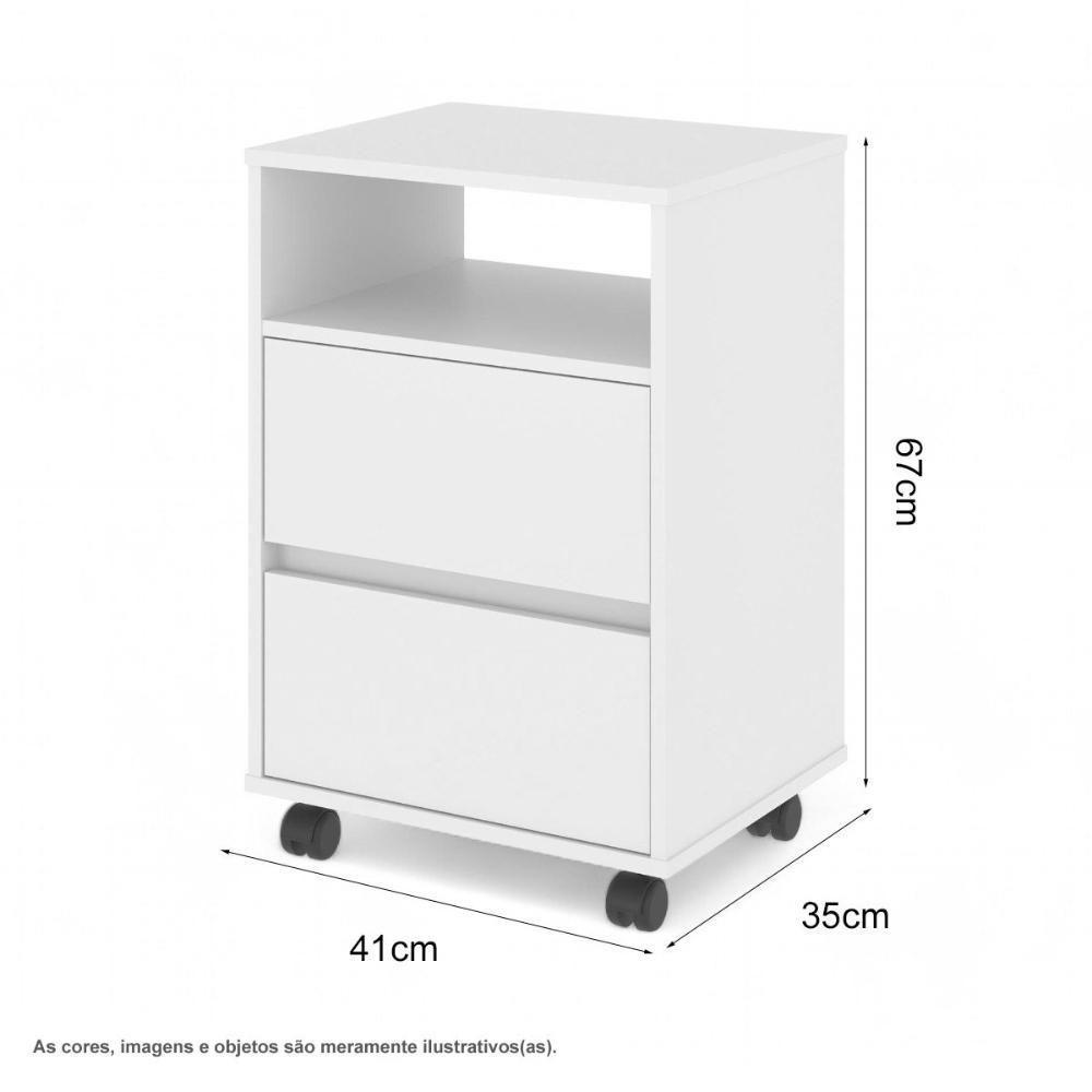 Gaveteiro Fox Com Rodízios Branco - 3