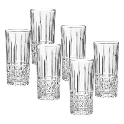 Jogo 4 Copo Long Drink Vidro Alto Relevo Luita 350 Ml - Mimo