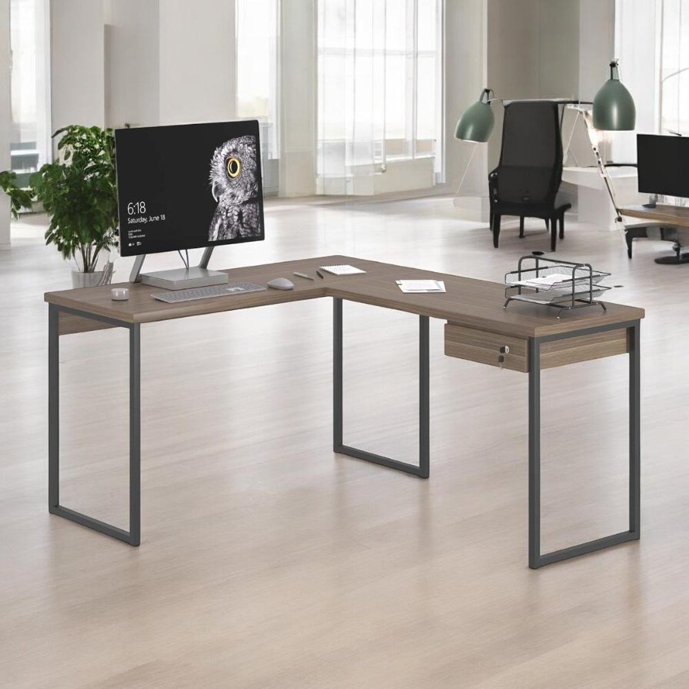 Mesa Home Office Escrivaninha L Industriale Affara Com Gaveteiro - 2