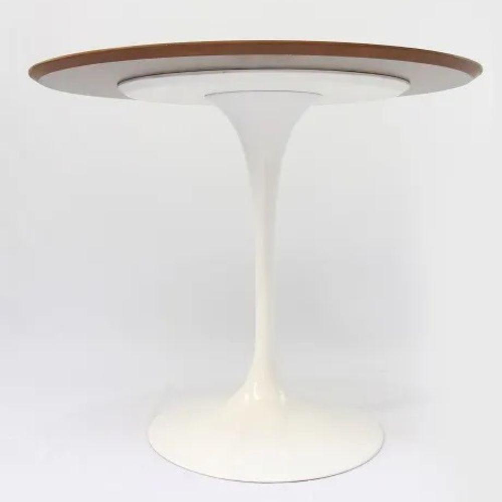 Mesa De Jantar Tulipa Saarinen Redonda 100 Cm Tampo Imbuia Base Branca - 3