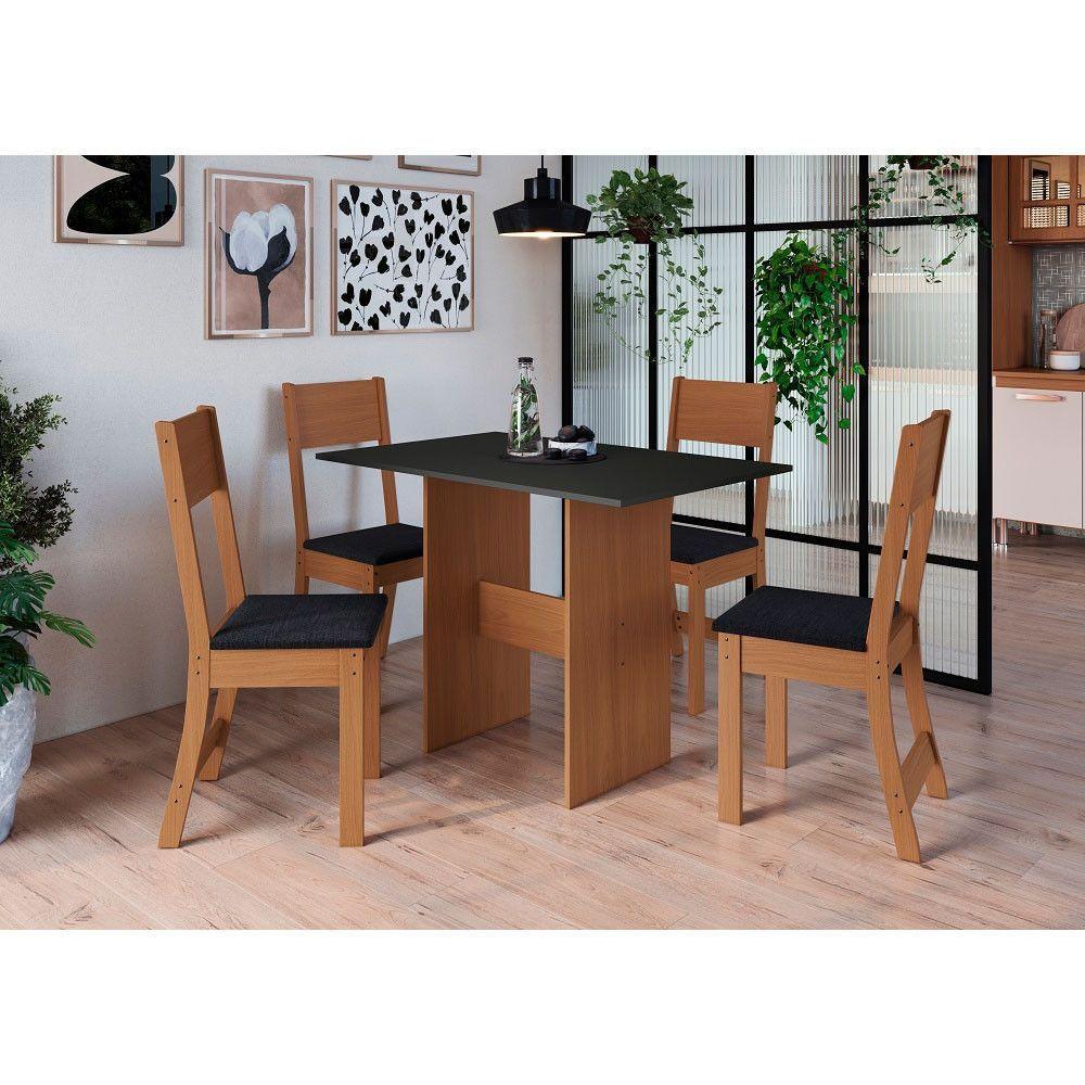 Conjunto De Mesa Com 4 Cadeiras Karla Indekes Preto - 1