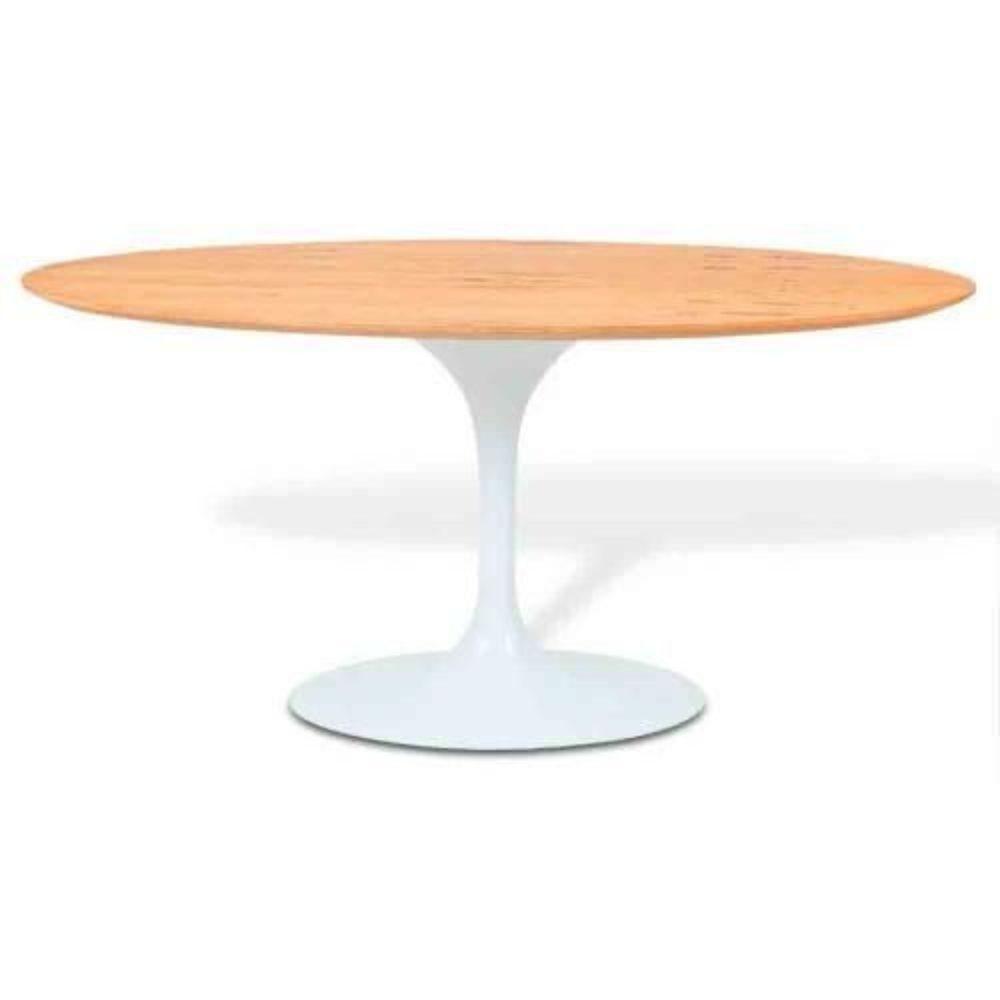 Mesa De Jantar Tulipa Saarinen Oval 198x122 Cm Tampo Freijó Cores Branco - 1