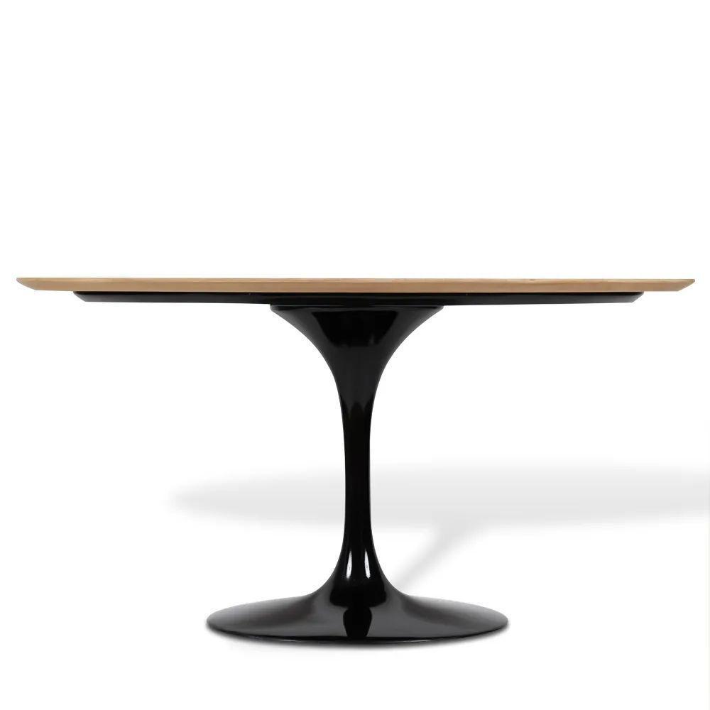 Mesa De Jantar Tulipa Saarinen Redonda 90 Cm Tampo Freijó Cores Preto - 5