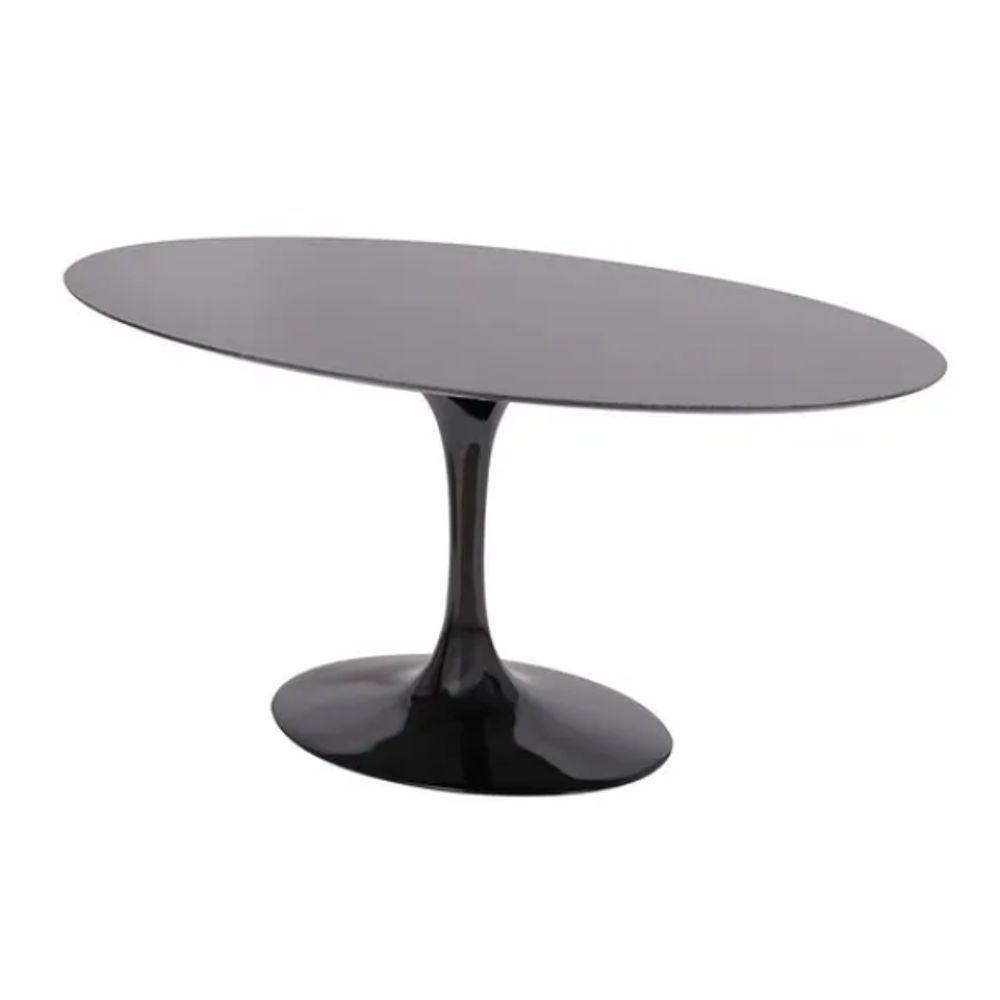 Mesa De Jantar Tulipa Saarinen Oval 180x100 Cm Tampo Laqueado Cores Preto - 3