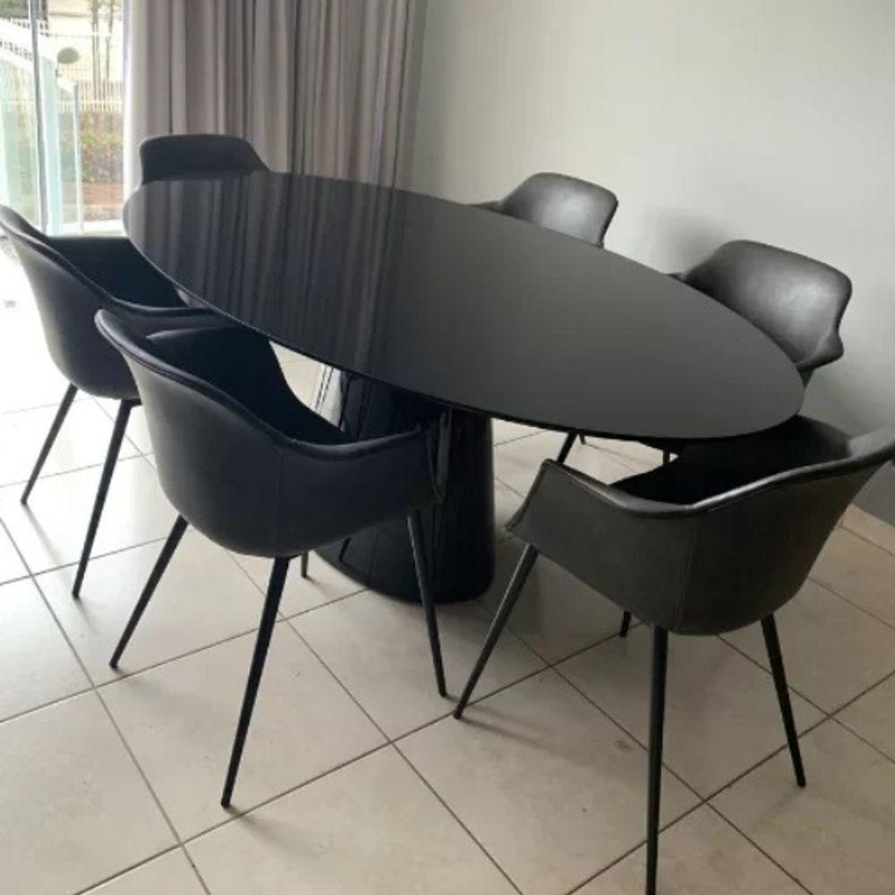 Mesa De Jantar Cone Oval 198x122 Cm Laqueada Cores Preto - 2