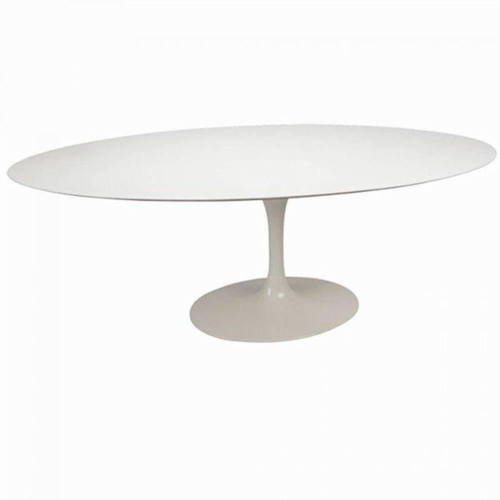 Mesa De Jantar Tulipa Saarinen Oval 198x122 Cm Tampo Laqueado Cores Branco - 2