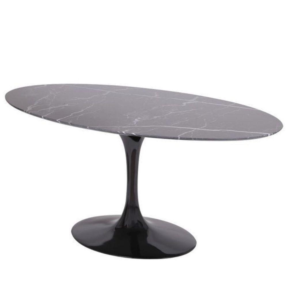 Mesa De Jantar Tulipa Saarinen Redonda 180x100 Cm Mármore Nero - 5