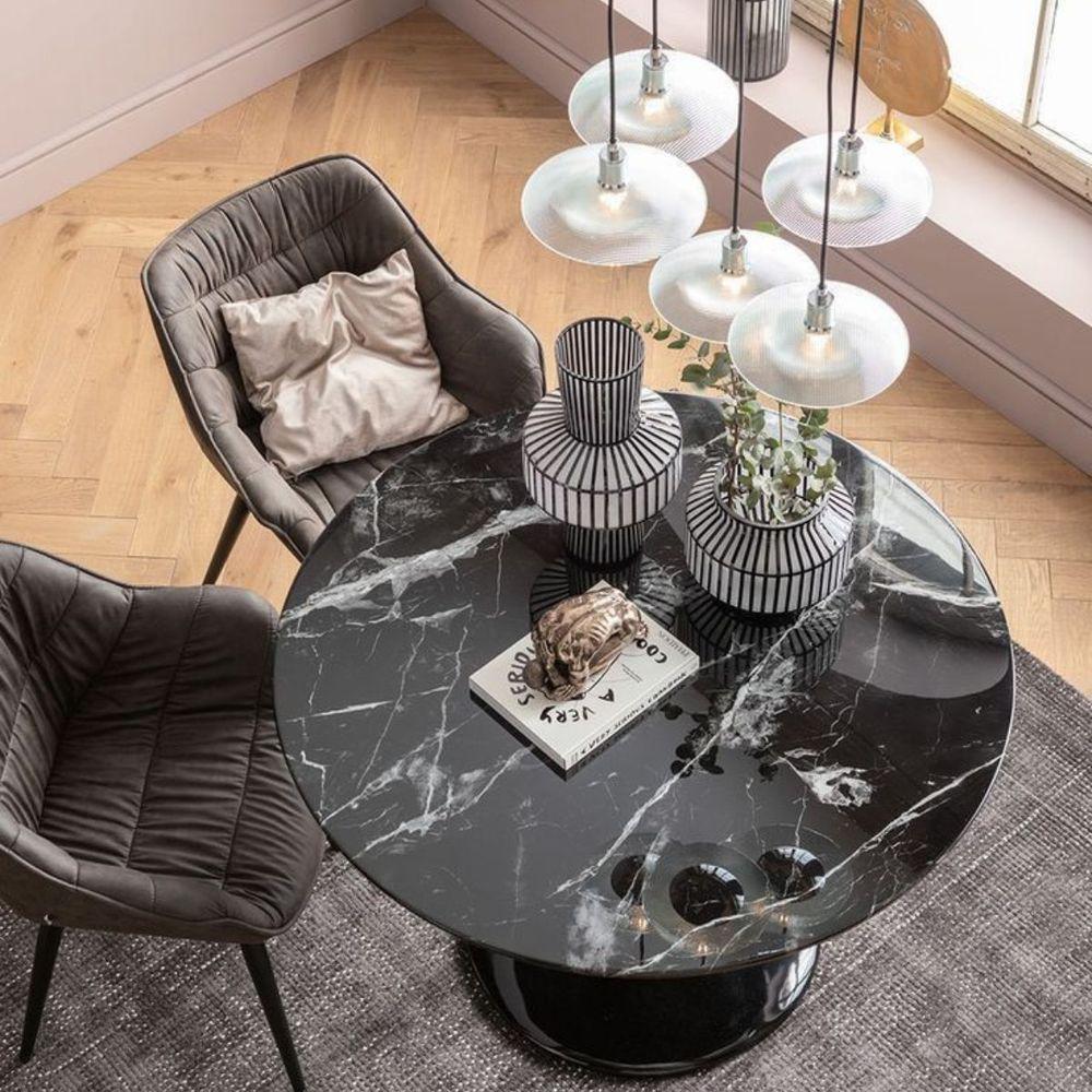 Mesa De Jantar Tulipa Saarinen Redonda 160 Cm Mármore Nero - 4