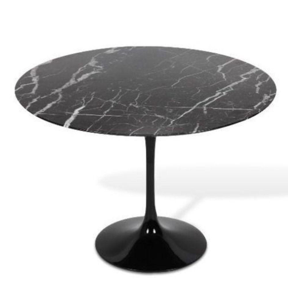 Mesa De Jantar Tulipa Saarinen Redonda 100 Cm Mármore Nero - 1
