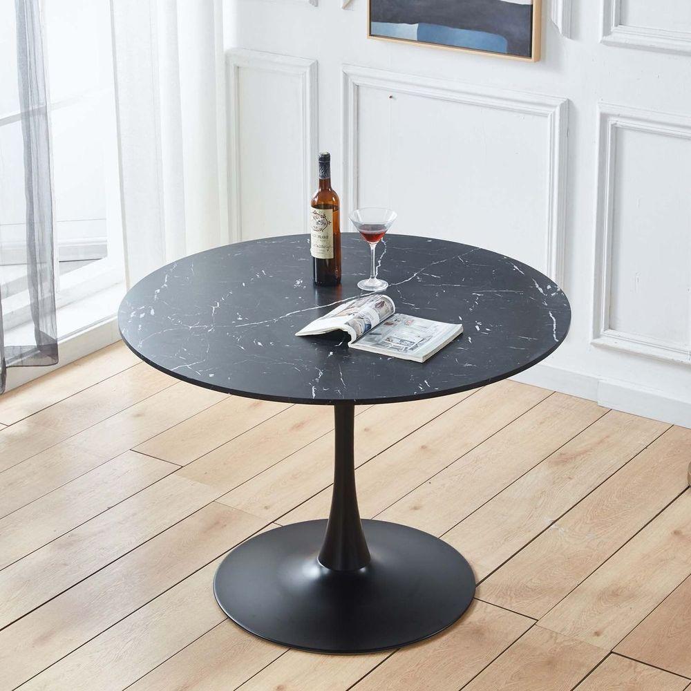 Mesa De Jantar Tulipa Saarinen Redonda 80 Cm Mármore Nero - 2