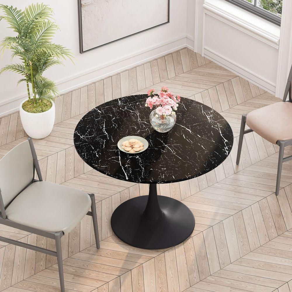 Mesa De Jantar Tulipa Saarinen Redonda 80 Cm Mármore Nero - 4