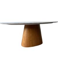 Mesa De Jantar Cone Oval 137x90 Cm Mármore Branco Extra Base Freijó - 3
