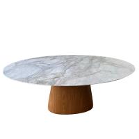 Mesa De Jantar Cone Oval 120x80 Cm Mármore Branco Extra Base Freijó - 5