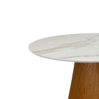 Mesa De Jantar Cone Redondo 110 Cm Base Freijó Tampo Mármore Branco Extra - 3