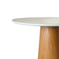 Mesa De Jantar Cone Redonda 90 Cm Base Madeira Freijó Tampo Laqueado Cor Branco - 3
