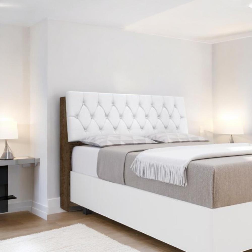 Cabeceira Estofada ísis Casal Malbec Com Capitonê Branco - 2