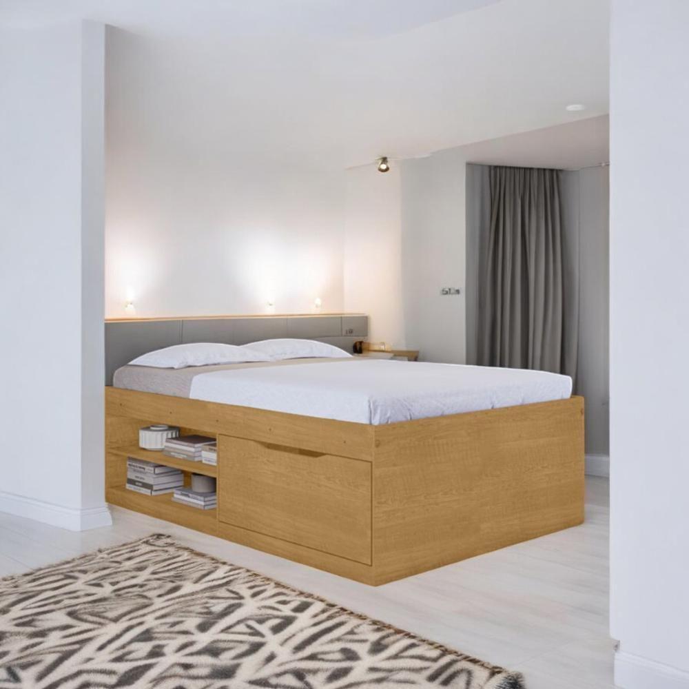 Cama Box Casal Com Sapateira Prateleiras Vanessa Naturalle - 2