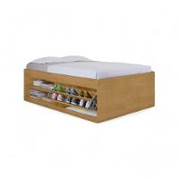 Cama Box Casal Com Sapateira Prateleiras Vanessa Naturalle - 1