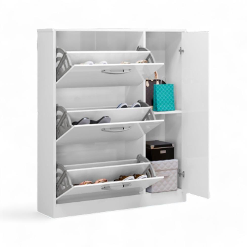 Sapateira Com 03 Gavetas E 01 Porta Manu Branca - 2