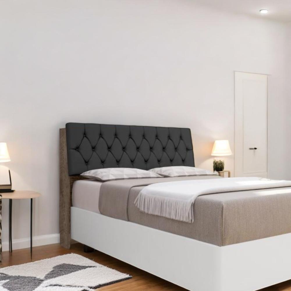 Cabeceira Estofada ísis Solteiro Chocolate Com Capitonê Preto - 2