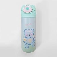 Garrafa Térmica De Ursinho Verde Infantil Com Canudo De Silicone E Trava 420ml Em Aço Inoxidável - 5