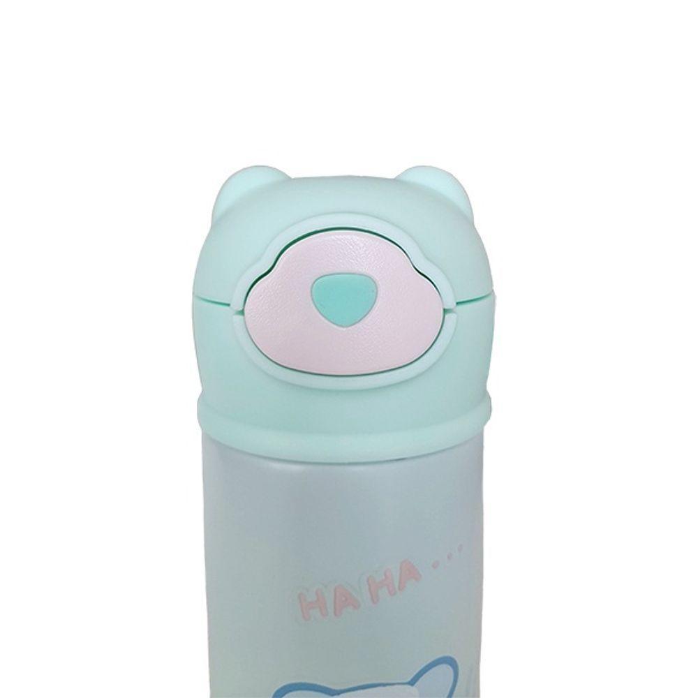 Garrafa Térmica Infantil Verde 420ml Com Tampa De Ursinho E Canudo Para Bebidas Quentes E Frias - 3