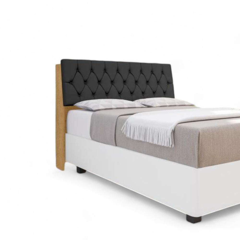 Cabeceira Estofada ísis Casal Naturalle Com Capitonê Preto - 1