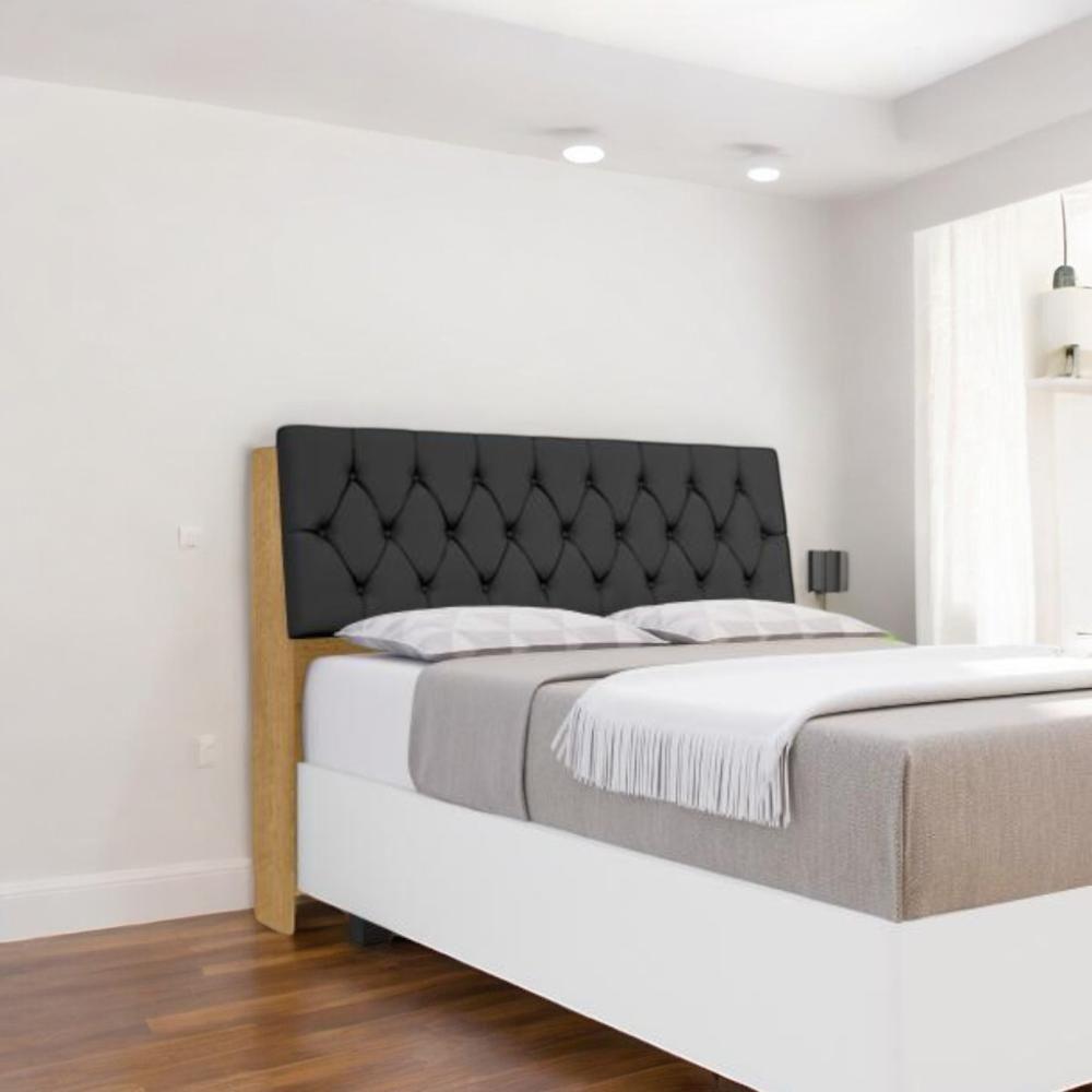 Cabeceira Estofada ísis Solteiro Naturalle Com Capitonê Preto - 2