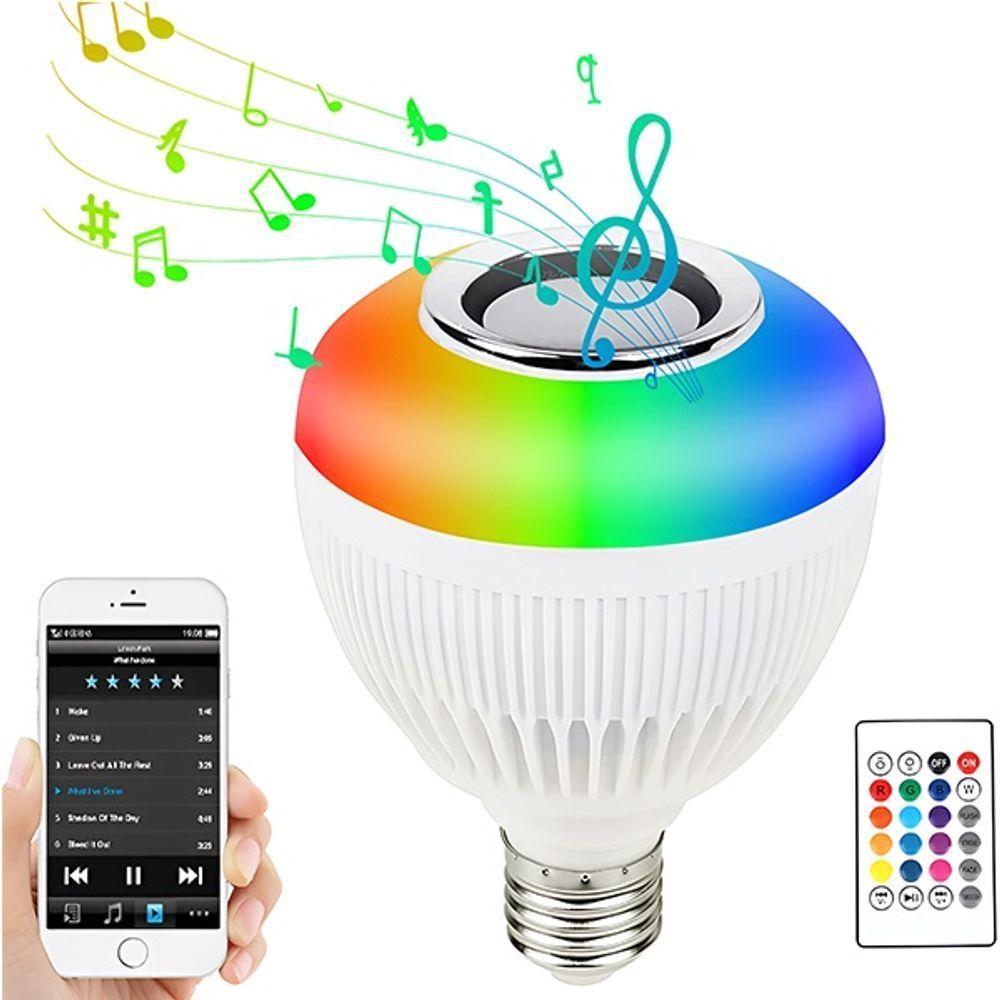 Lâmpada Led Rgb Musical Bulb Com Caixa De Som Bluetooth Controle De Luz E Som - 2