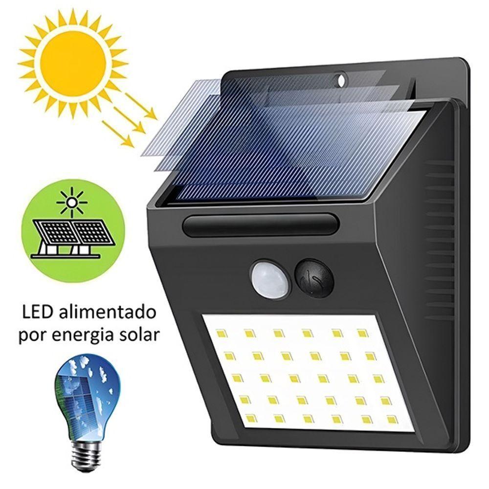 Lâmpada Luminária Solar Com 30 Leds Sensor De Presença Recarregável Quintal E área Externa - 4
