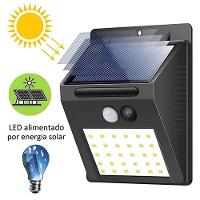 Lâmpada Luminária Solar Com 30 Leds Sensor De Presença Recarregável Quintal E área Externa