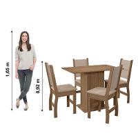 Conjunto De Mesa Com 4 Cadeiras Para Sala De Jantar Clara 108cm Madeirado / Savana Poliman Carvalho