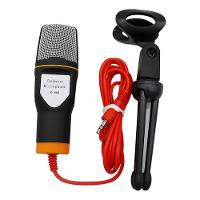 Microfone Condensador Sf-666 Com Suporte E Fio De 2 Metros Para Podcast E Estúdio