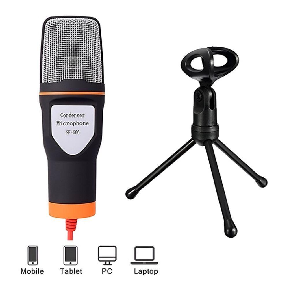 Microfone De Estúdio Sf-666 Condensador Com Tripé E Fio De 2m Para Gravação E Vlog - 3