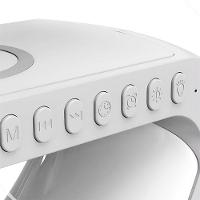 Luminária Multifuncional Branca Inteligente Com Carregador Por Indução Caixa De Som E Relógio - 3